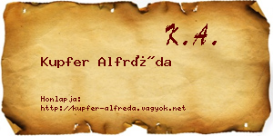 Kupfer Alfréda névjegykártya